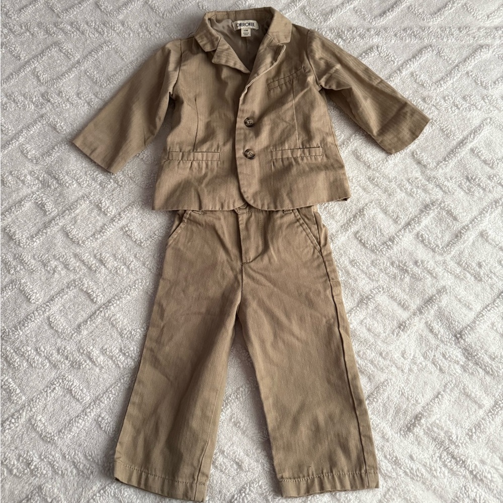 Tan Toddler Suit Set Cherokee Toddler Beige Suit Set Blazer & Pants 12M